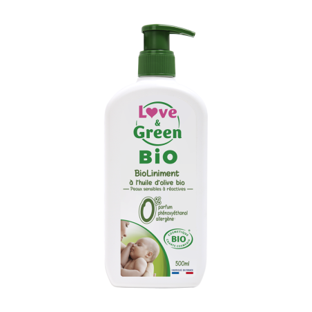 Bio liniment à l’huile d’olive bio-500 ml de la marque green and love