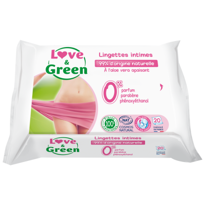Love & Green Lingettes Intimes Apaisantes x 20